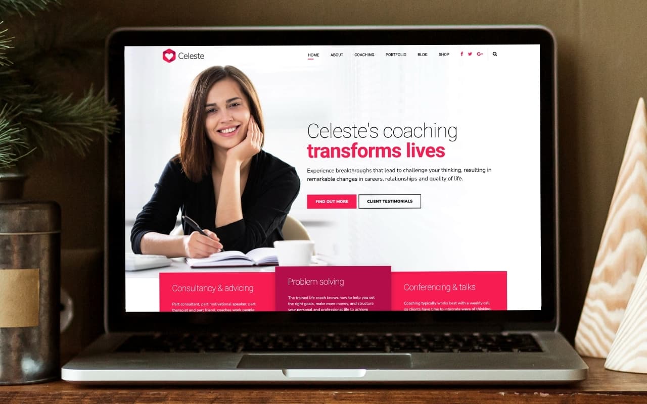 Life coaching website design example