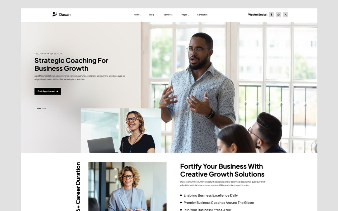 Business coaching website design example