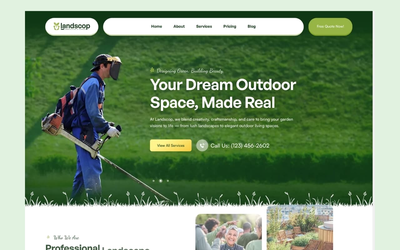 Landscaping website design example