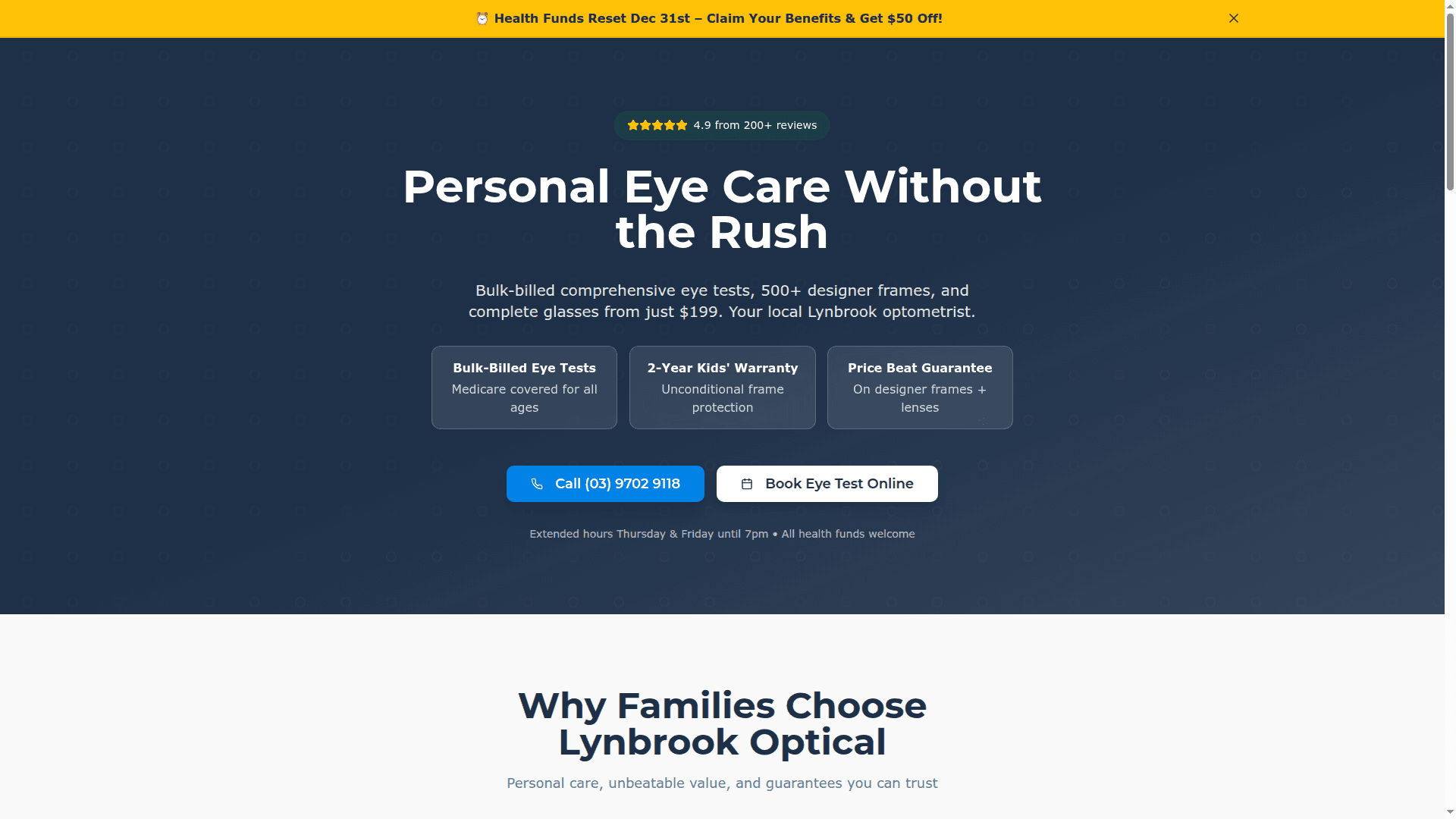 Lynbrook Optical website